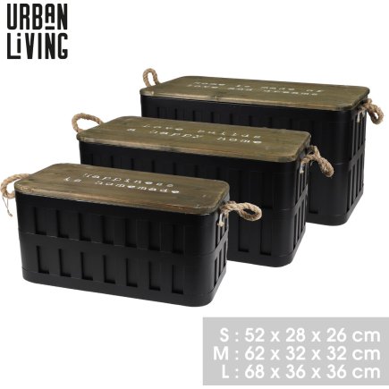 Σετ Μεταλλικά Κουτιά Αποθήκευσης 3 τμχ. 52x28x26cm / 62x32x32cm / 68x36x36cm Urban Living 54124