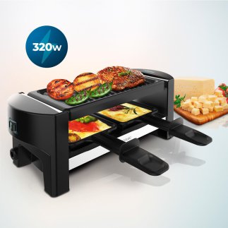 CECOTEC  Μηχανή Raclette Cheese&Grill 3200 για 2 Άτομα με Grill 320W, Ανοξείδωτη Κατασκευή και Αντικολλητική Πλάκα Ψησίματος  CE