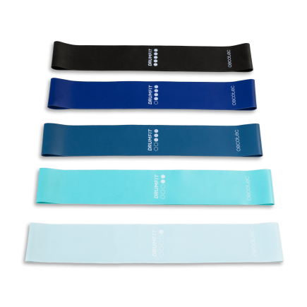CECOTEC  Σετ Ταινιών Αντίστασης DrumFit - 5 Ελαστικές Ταινίες Λατέξ με Διάφορα Επίπεδα Αντίστασης και Τσάντα Μεταφοράς  CEC-0712