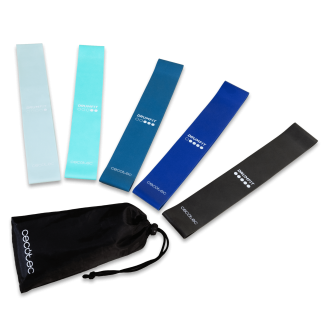 CECOTEC Σετ Ταινιών Αντίστασης DrumFit - 5 Ελαστικές Ταινίες Λατέξ με Διάφορα Επίπεδα Αντίστασης και Τσάντα Μεταφοράς CEC-07125