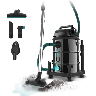 CECOTEC  Σκούπα Conga Rockstar Wet & Dry Steel Pro για Στερεά και Υγρά, Μεταλλική, 30L, 1600W, με Πρίζα Εργαλείων και Αξεσουάρ Κ