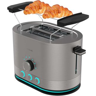 CECOTEC  Διπλή Κατακόρυφη Φρυγανιέρα Cecotec Shine&Toast από Ανοξείδωτο Ατσάλι, 850W, 2 Φέτες, 1.5 Υποδοχές, Φωτισμός LED, 7 Επί