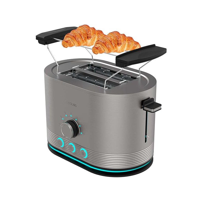 CECOTEC Διπλή Κατακόρυφη Φρυγανιέρα Cecotec Shine&Toast από Ανοξείδωτο Ατσάλι, 850W, 2 Φέτες, 1.5 Υποδοχές, Φωτισμός LED, 7 Επίπ