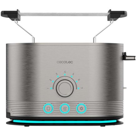 CECOTEC Διπλή Κατακόρυφη Φρυγανιέρα Cecotec Shine&Toast από Ανοξείδωτο Ατσάλι, 850W, 2 Φέτες, 1.5 Υποδοχές, Φωτισμός LED, 7 Επίπ