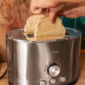 CECOTEC  Διπλή Κατακόρυφη Φρυγανιέρα Cecotec Shine&Toast από Ανοξείδωτο Ατσάλι, 850W, 2 Φέτες, 1.5 Υποδοχές, Φωτισμός LED, 7 Επί