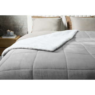 Πολυτελής Κουβέρτα Διπλής Όψης Sherpa  200 x 200 cm Ανοιχτό Γκρι 8720604888300 SleepMed