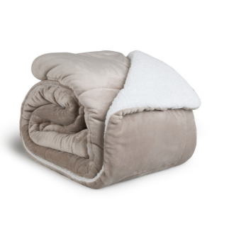Πολυτελής Κουβέρτα Διπλής Όψης Sherpa  200 x 200 cm Taupe 8720604888287 SleepMed