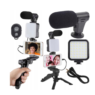 Vlogging Kit με Τρίποδο, Μικρόφωνο και Βάση Κινητού για Καταγραφή Βίντεο 5907451365045 Verk Group