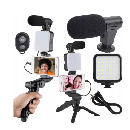 Vlogging Kit με Τρίποδο, Μικρόφωνο και Βάση Κινητού για Καταγραφή Βίντεο 5907451365045 Verk Group