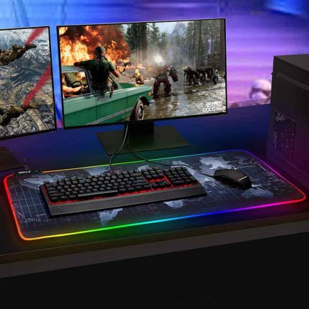 BAKAJI Gaming MousePad με 14 LED RGB Εφέ Φωτισμού 90 x 40 cm 02838281