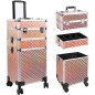 BAKAJI Βαλίτσα Μακιγιάζ Αισθητικής Beauty Case 3 σε 1 Χρυσή με Αποσπώμενους Τροχούς 02841254