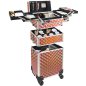 BAKAJI Βαλίτσα Μακιγιάζ Αισθητικής Beauty Case 3 σε 1 Χρυσή με Αποσπώμενους Τροχούς 02841254