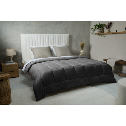Διπλό Πάπλωμα 200 x 200 cm Ριγέ - Ανθρακί 8720604888645 SleepMed