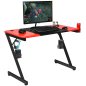 Gaming Γραφείο με Μεταλλική Κατασκευή και Επιφάνεια από Ανθρακονήματα 120 x 60 x 76 cm Κόκκινο και Μαύρο HW66286 Costway