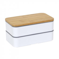 Φαγητοδοχείο - Lunch Box 2 Επιπέδων με Μαχαιροπίρουνα και Καπάκι από Μπαμπού 18.5 x 10.5 x 9.7 cm Cook Concept KA4820