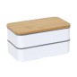 Φαγητοδοχείο - Lunch Box 2 Επιπέδων με Μαχαιροπίρουνα και Καπάκι από Μπαμπού 18.5 x 10.5 x 9.7 cm Cook Concept KA4820