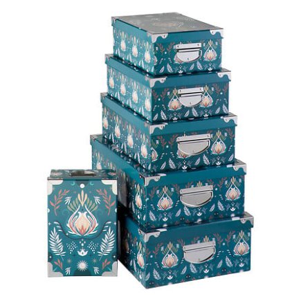 Σετ 6 Κουτιών με Μεταλλικές Γωνίες Box'n Peace 48 x 33,5 x 16 cm Πετρόλ 205570 5Five Simply Smart