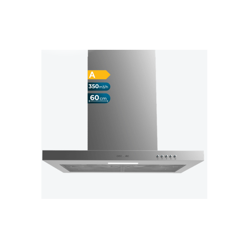Απορροφητήρας Bolero Flux TM 603500 Inox B – 60 cm, 350 m³/h, Ενεργειακή Κλάση A CEC-02876 Cecotec