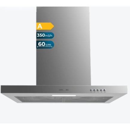 Απορροφητήρας Bolero Flux TM 603500 Inox B – 60 cm, 350 m³/h, Ενεργειακή Κλάση A CEC-02876 Cecotec