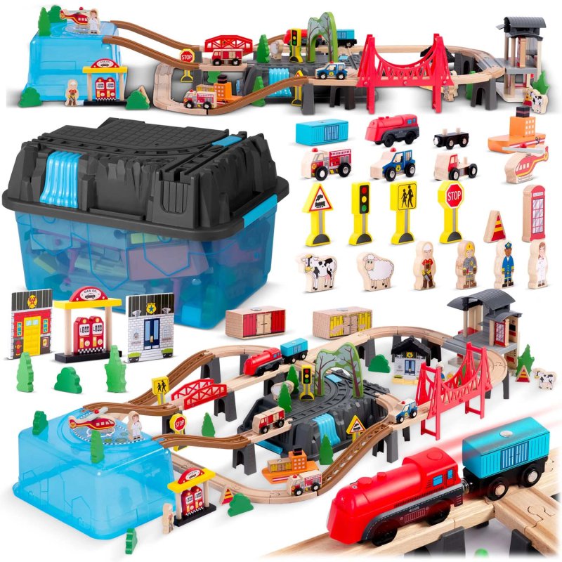 Ξύλινο Τρενάκι Πόλη 100 τεμάχια για 3+ Ετών RK-879 Ricokids