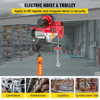 Ηλεκτρικός Γερανός VEVOR 800Kg/1700Lbs 1300W με Τρόλεϊ 12M/40Ft DDHL800KGXCZH0001V2
