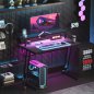 HOMCOM Γραφείο Gaming με LED Φώτα και Υποστήριξη για Οθόνη, από Μοριοσανίδα και Ατσάλι, 100x60x88.5 εκ., Μαύρο 920-094V90BK
