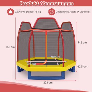 Costway  Παιδικό Τραμπολίνο με Δίχτυ Ασφαλείας για Εσωτερική και Εξωτερική Χρήση TW10053OR