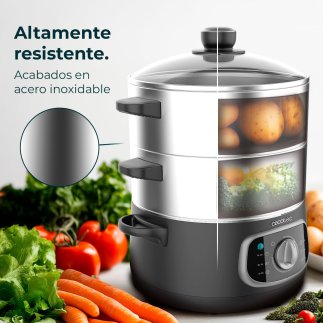 Ηλεκτρικός Ατμομάγειρας 1300W με 3 Δοχεία από Ανοξείδωτο Ατσάλι 10lt Vapovita SteelPot CEC-100072 Cecotec