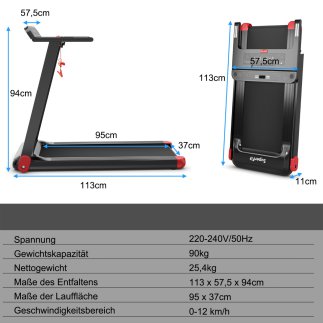Costway Πτυσσόμενος Διάδρομος Γυμναστικής με Bluetooth και LED Οθόνη SP37681DE-RE