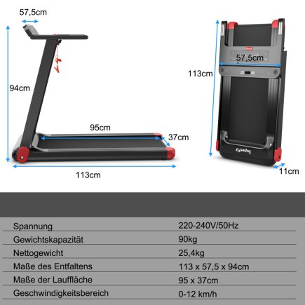 Costway Πτυσσόμενος Διάδρομος Γυμναστικής με Bluetooth και LED Οθόνη SP37681DE-RE