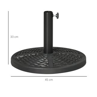 Outsunny Round Rattan Effect Garden Base Parasol Ø45cm Βάρος 9,5kg, Μαύρο 84D-170V01BK