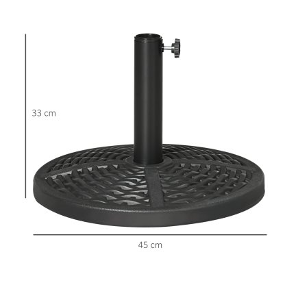 Outsunny Round Rattan Effect Garden Base Parasol Ø45cm Βάρος 9,5kg, Μαύρο 84D-170V01BK