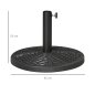 Outsunny Round Rattan Effect Garden Base Parasol Ø45cm Βάρος 9,5kg, Μαύρο 84D-170V01BK
