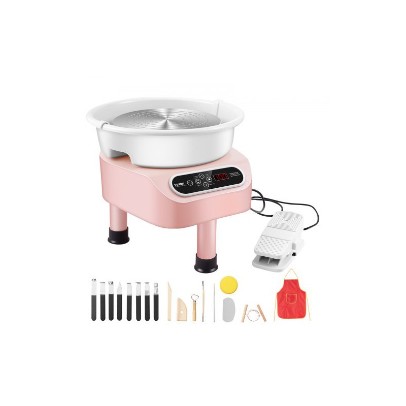 Κεραμικός Τροχός VEVOR 10" με Πεντάλ & Οθόνη Αφής 350W Ροζ ZQLPJSJS10YCC3VHLV2