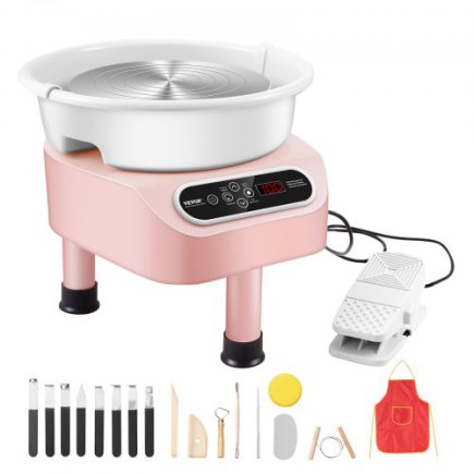 Κεραμικός Τροχός VEVOR 10" με Πεντάλ & Οθόνη Αφής 350W Ροζ ZQLPJSJS10YCC3VHLV2