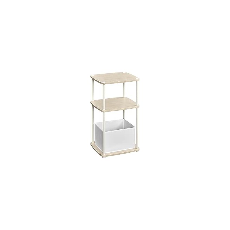 SONGMICS Μοντέρνο Πλαϊνό Τραπέζι 34x30x58cm με 3 Ράφια και Υφασμάτινο Καλάθι σε Μπεζ Χρώμα LET286N01