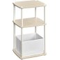 SONGMICS Μοντέρνο Πλαϊνό Τραπέζι 34x30x58cm με 3 Ράφια και Υφασμάτινο Καλάθι σε Μπεζ Χρώμα LET286N01