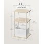 SONGMICS Μοντέρνο Πλαϊνό Τραπέζι 34x30x58cm με 3 Ράφια και Υφασμάτινο Καλάθι σε Μπεζ Χρώμα LET286N01