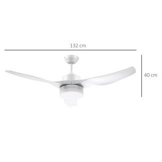 HOMCOM 3 Mode LED Light Ανεμιστήρας Οροφής με Τηλεχειριστήριο, 6 Ταχύτητες, Φ132x40cm B31-392WT
