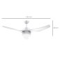 HOMCOM 3 Mode LED Light Ανεμιστήρας Οροφής με Τηλεχειριστήριο, 6 Ταχύτητες, Φ132x40cm B31-392WT