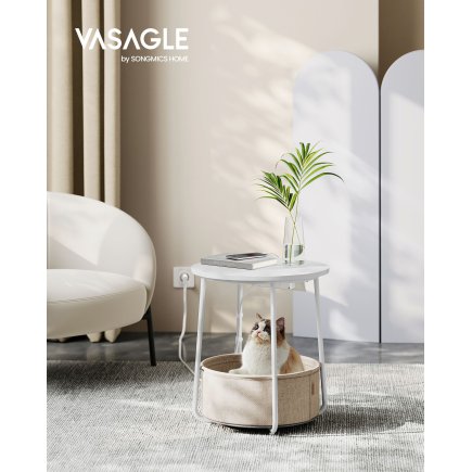 Τραπέζι VASAGLE LET228W02 με Καλάθι & Ρεύμα