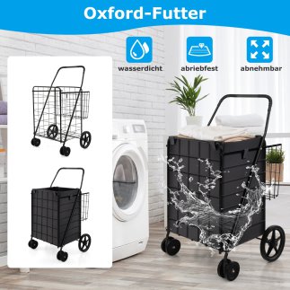 Costway Καρότσι αγορών με επένδυση Oxford, μπροστινούς τροχούς & χωρητικότητα 120 λίτρων & αντιολισθητική λαβή πολυλειτουργικό κ