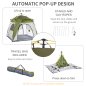 Outsunny Pop Up Σκηνή Κάμπινγκ 2 Ατόμων με Πόρτα με Φερμουάρ και 3 Παράθυρα, 240x240x199cm, Πράσινο A20-054GN