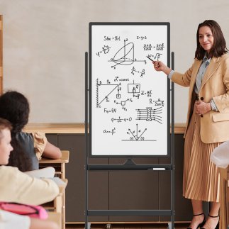 Costway Διπλής Όψης Πίνακας Whiteboard με Ρυθμιζόμενο Ύψος και Αξεσουάρ CB10564BK