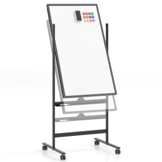 Costway Διπλής Όψης Πίνακας Whiteboard με Ρυθμιζόμενο Ύψος και Αξεσουάρ CB10564BK