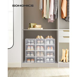 SONGMICS Κουτιά Αποθήκευσης Παπουτσιών 36 x 28 x 22 cm Μέγιστο Μέγεθος 10.5 UK LSP12W