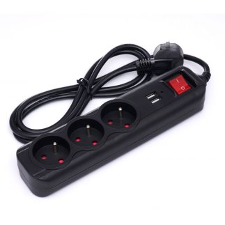 Πολύπριζο με 3 Υποδοχές & 2 Θύρες USB – 3m με Διακόπτη KD-4032 Kraft&Dele