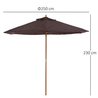 Ομπρέλα Outsunny Garden and Terrace σε Ξύλο Πολυεστέρα 2,5x2,3m καφέ 01-0582