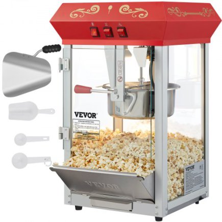 VEVOR Μηχανή Ποπ Κορν Πάγκου 850W 8 Oz 48 Κούπες Κόκκινη TSBMHJ8OZ850WJWNRV2