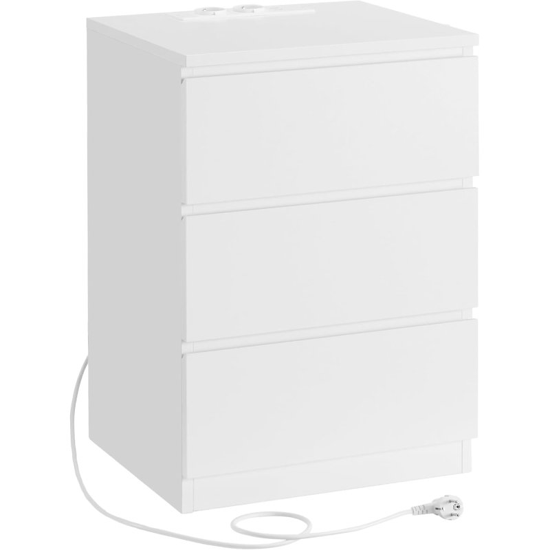 VASAGLE Κομοδίνο 40x35x59cm με Πρίζα και USB Θύρες σε Λευκό Χρώμα LET631W14V1 VASAGLE Κομοδίνο 40x35x59cm με Πρίζα και USB Θύρες σε Λευκό Χρώμα LET631W14V1